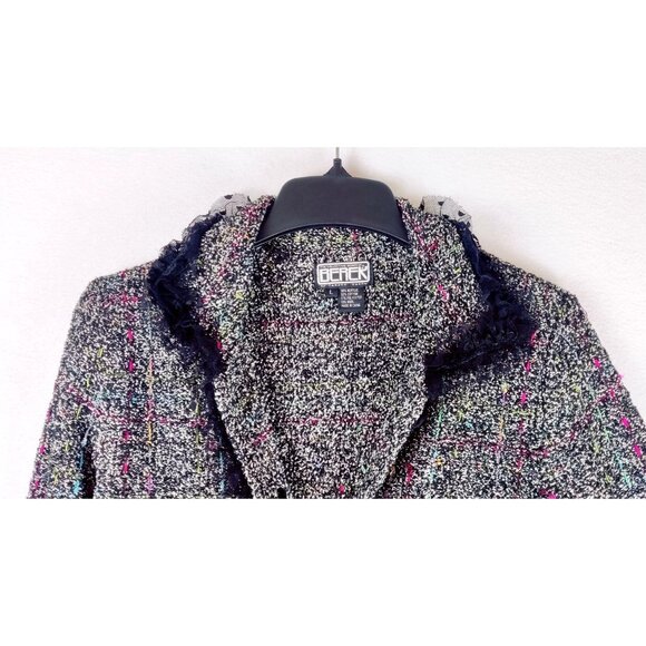 Vtg 80s/90s Sweater Cardigan Sz L BEREK by Takako Sakon Woven Multi Color Lace - Picture 12 of 16